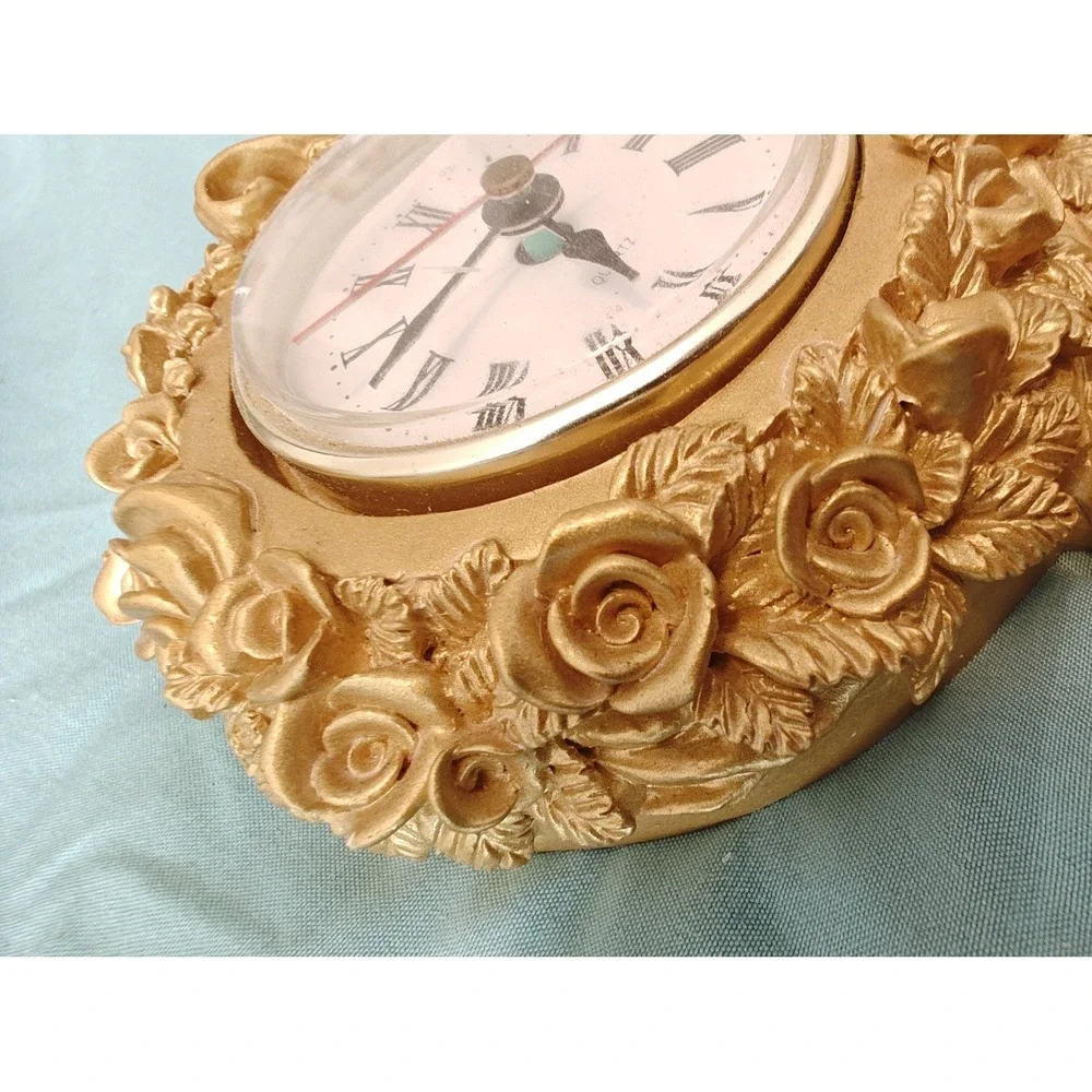 The Import Collection Cherub Wall Clock Gold Excellent Ornate Angel Rose Floral